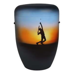 Hand Painted Biodegradable Cremation Ashes Funeral Urn / Casket - Tennis Player